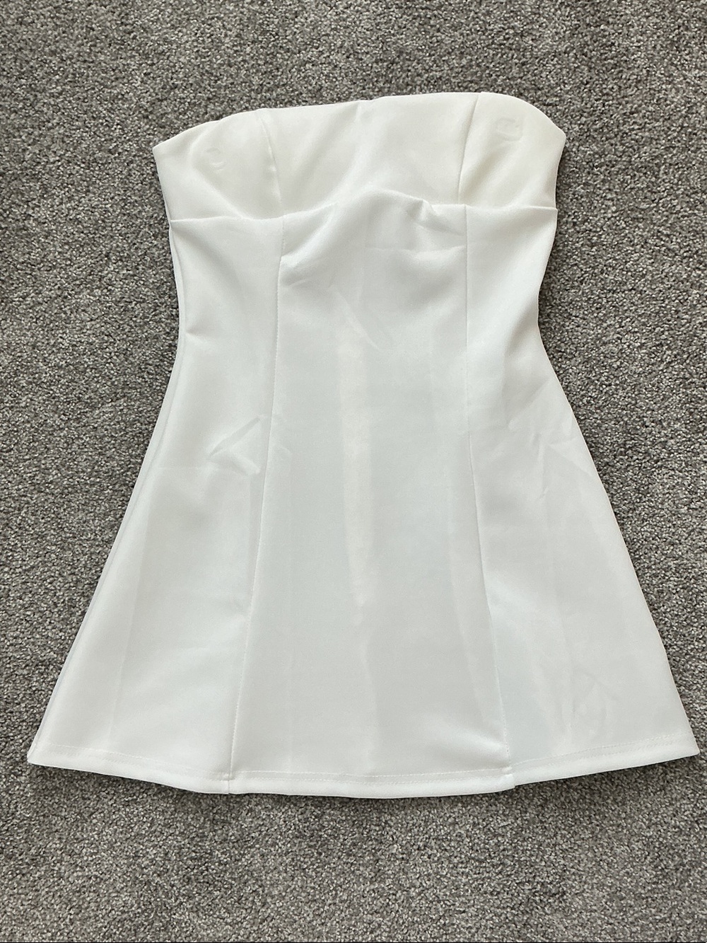 NEW Strapless White Mini Dress with Structured Bodice